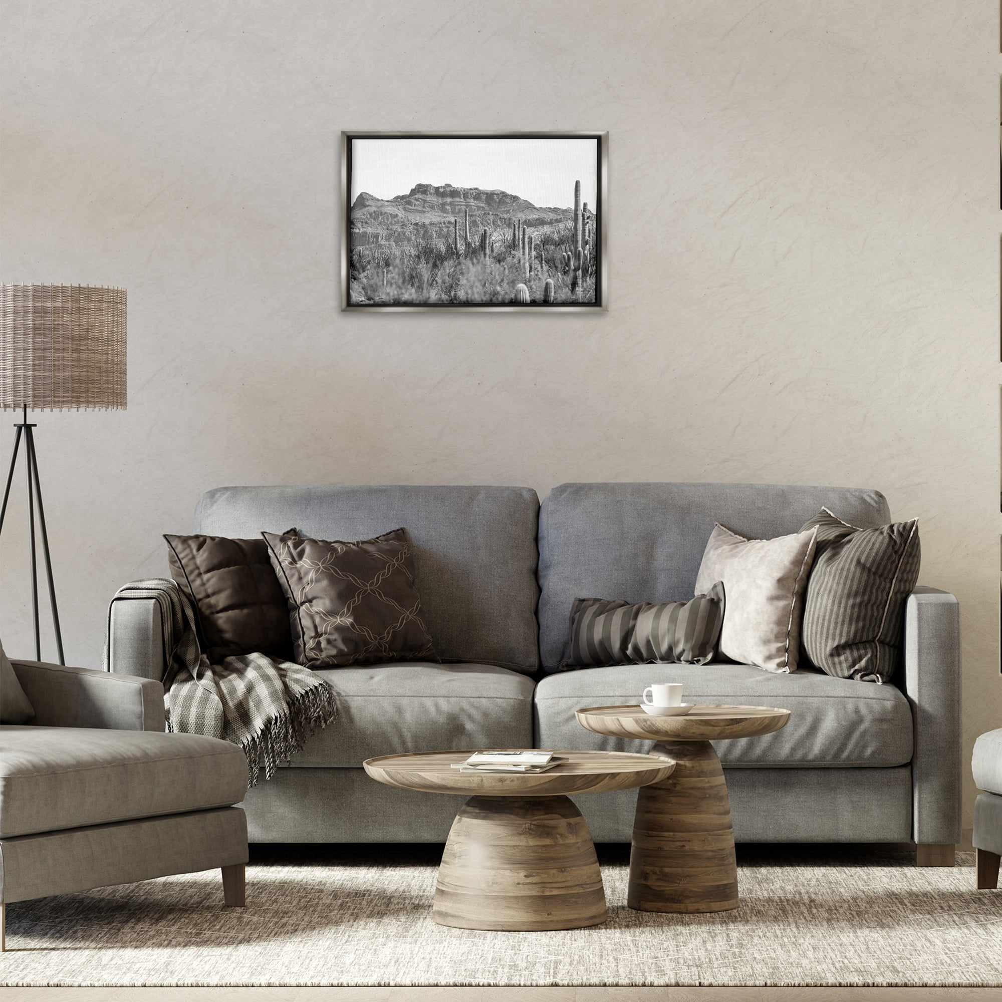 Stupell Industries American Borderlands Desertscape Landscape & Nature Photography Gray Floater Framed Canvas Art Print Wall Art, 25 x 17