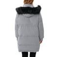 thumbnail image 5 of SHCKE Women's Autumn Winter Long Down Jacket Zipper Coat with Fur Hood, Long Puffer Jacket Women's Down Puffer Coat Winter Outerwear, Black/Light grey Colors, 5 of 8