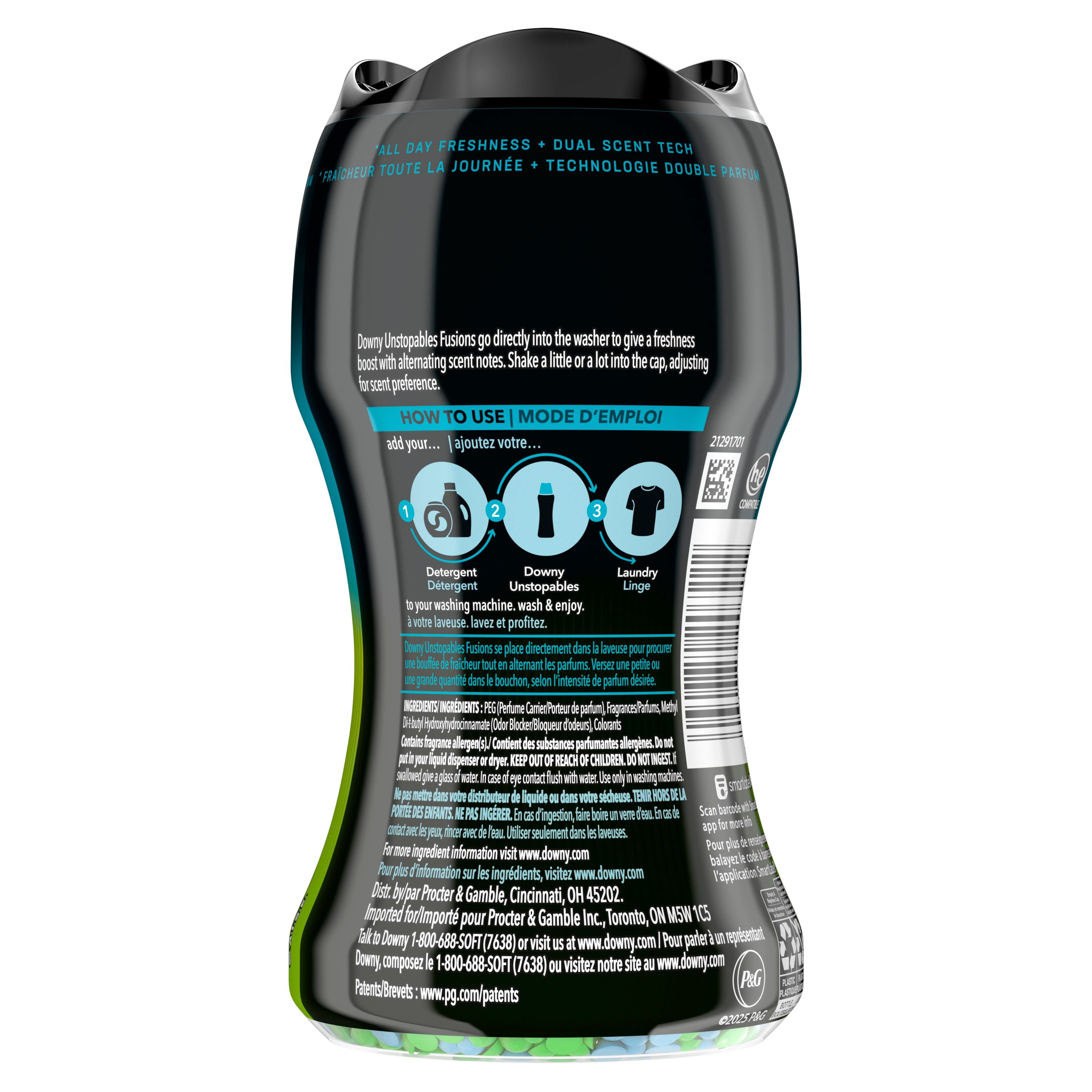 Downy Unstopables Fusions In-Wash Laundry Scent Booster Beads, Twilight and Jasmine Scent, 2-in-1 All Day Freshness + Dual Scent Technology