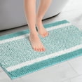 thumbnail image 2 of Unique Bargains Chenille Striped Bath Mats 2 Pcs Non-Slip Soft Plush Shaggy Bathroom Rugs  Green/Grey 20" x 32", 2 of 6