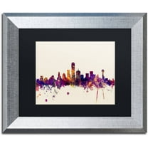 Trademark Fine Art "Dallas Texas Skyline" Canvas Art by Michael Tompsett, Black Matte, Silver Frame