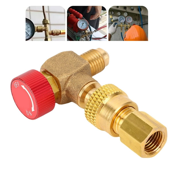 Válvula De Carga De Fluido De Enfriamiento, Adaptador De Fluido De Enfriamiento De Presión A Prueba De 55 Kg Multifuncional De 90 Grados Para R22 R32 R410