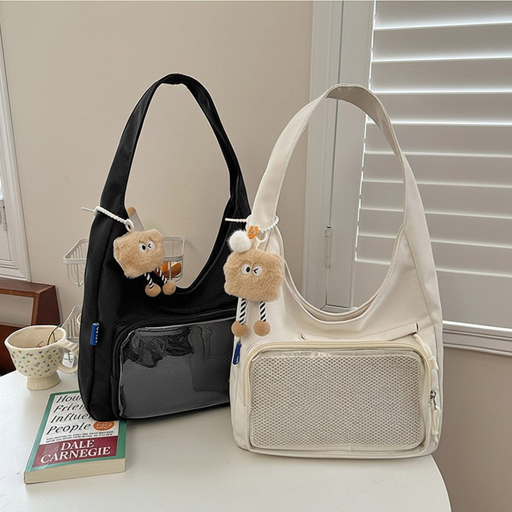 Jiibva Kawaii Ita Bag Shoulder Bag for Women Large Capacity Tote Bag Clear Window Anime Pin Display Messenger Bag Handbags Purse