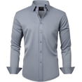 thumbnail image 1 of J.VER Camisas de vestir para hombre, camisa formal de manga larga, elástica, sin arrugas, informal, con botones, 1 of 4