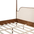 thumbnail image 5 of Christopher Knight Home King Canopy Bed Frame with Fleece Upholstered, Wood Frame, Brown+Off White, 5 of 12