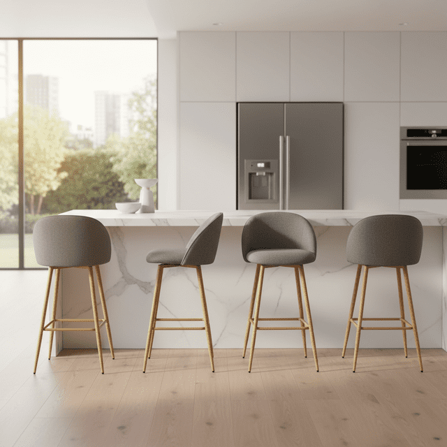 Homy Casa Modern Set of 4 Swivel Bar Stool, Comfortable 360 Degree Upholstered Seat, Stylish Fabric with Metal Legs