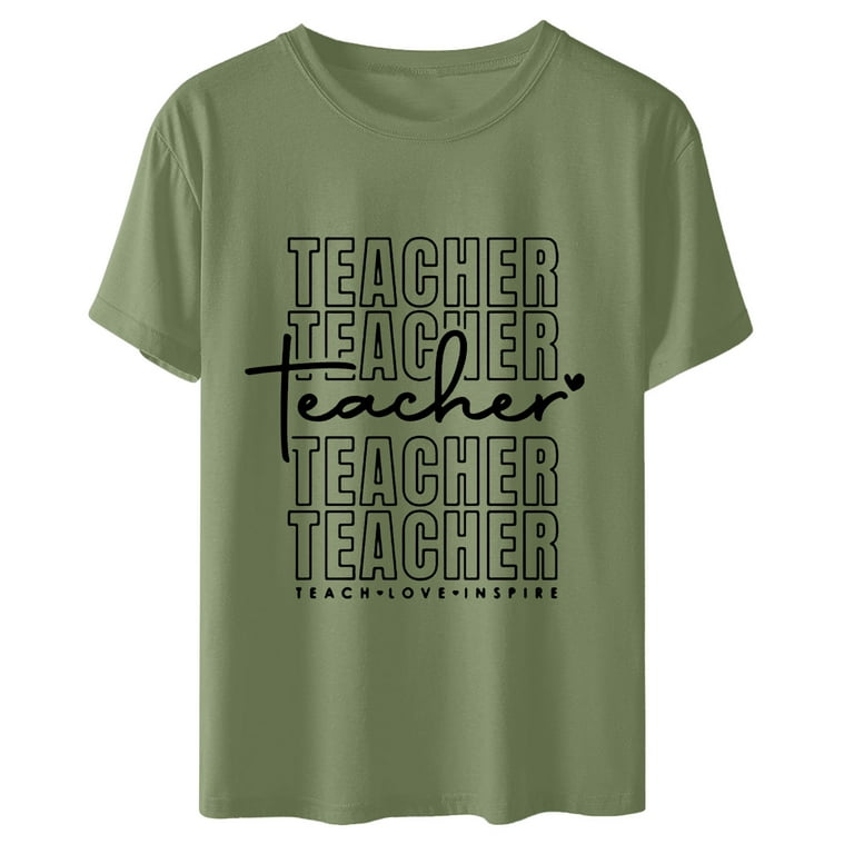 Funny Teacher T-Shirt For Women - Vintage Letter Print Graphic Tee, Teacher Appreciation Gift