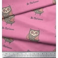 thumbnail image 3 of Soimoi Pink polyester Crepe Fabric Text & Owl Bird Decor Fabric Printed Yard 42 Inch Wide, 3 of 3