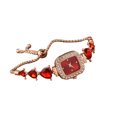 thumbnail image 1 of Reloj de pulsera de diamantes de imitación para mujer, reloj de pulsera analógico de cuarzo con esfera cuadrada pequeña, cadena de corazón de amor, reloj de vestir para mujer con correa ajustable, 1 of 8
