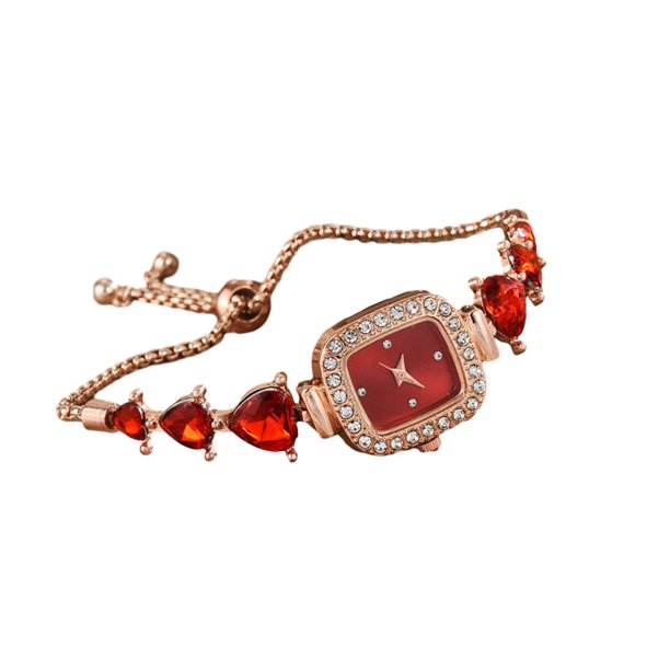 Reloj de pulsera de diamantes de imitación para mujer, reloj de pulsera analógico de cuarzo con esfera cuadrada pequeña, cadena de corazón de amor, reloj de vestir para mujer con correa ajustable