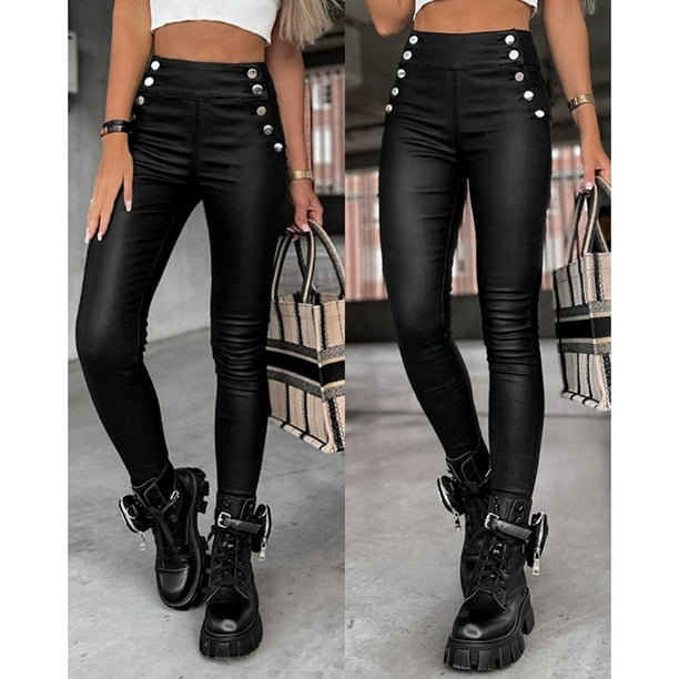 High waisted button leggings outlet