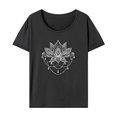thumbnail image 1 of Camiseta para mujer con cuello redondo, camisetas de verano para trabajo, vacaciones, desplazamientos, oficina L, 1 of 7