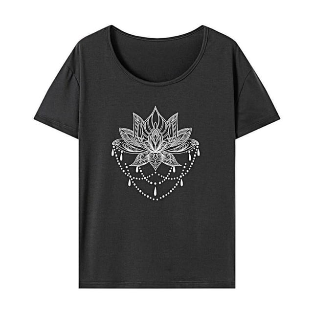 Camiseta para mujer con cuello redondo, camisetas de verano para trabajo, vacaciones, desplazamientos, oficina L