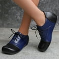 thumbnail image 2 of Chaussures de Marche Femme à Blocs de Couleur Bout Rond Plates à Lacets, 2 of 9