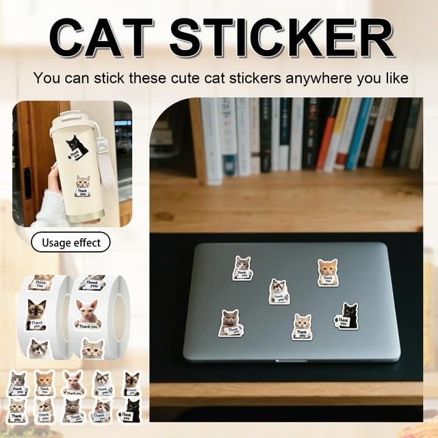 500PCS Cute Dog & Cat Thank You Stickers, Cute Animals Envelope Seals Adhesive Labels, Cute Cat Self-Adhesive Labels for Gifts, Packaging and Small Business, DIY Crafts, Greeting Cards