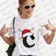 thumbnail image 1 of Camiseta navideña a juego para la familia, ropa de mujer a la moda, 26 letras del alfabeto, camisetas gráficas estampadas, ropa de calle, camisetas de manga corta, 1 of 5