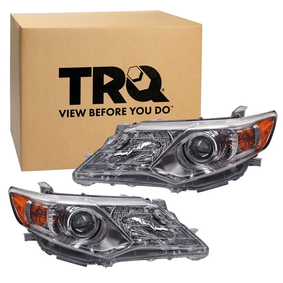 TRQ Headlight Assembly Set TO2502211 TO2503211 Fits 2012-2014 Toyota Camry