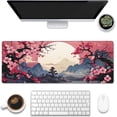 thumbnail image 1 of Pink Cherry Blossom Tree Desk Mat 31.5x11.8in Mountains & Sun Design Extended Big Computer Keyboard Pad Non-Slip Base & Stitched Edge Ideal for Home Office, 1 of 6