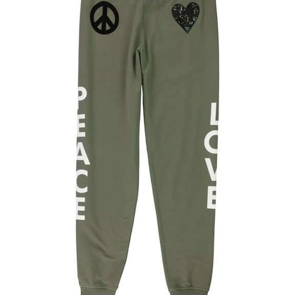 Love Moschino Womens Peace Love Athletic Jogger Pants, Green, 8