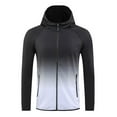 thumbnail image 2 of Mens Athletic Workout Hoodies Big & Tall Casual Full Zipper Pockets Long Sleeve Sweatshirts Plus Size Basic Gradient Lightweight Hoodie XL-4X, 2 of 5