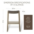 thumbnail image 5 of Maven Lane Emerson Bar Stool, Weathered Grey with Ronan Stone Vegan Leather, Set of 2, 5 of 6