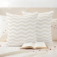 thumbnail image 3 of Cream Moire Outdoor Waterproof Pillow Covers, Water Ripple Stripe Farmhouse Decorative Square Throw Pillowcase Sofa Cushion Sham for Patio/Couch/Chair, 24"x24" 2 Pack, 3 of 8