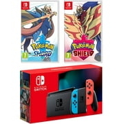 Nintendo Switch 32GB Neon with Pokemon Sword and Shield Bundle, Neon
