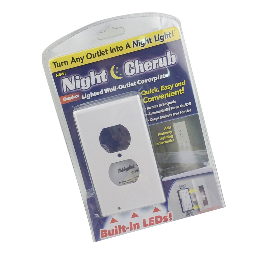 2 Plug Wall Outlet Cover Plate With Led Night Light Hallway Bedroom