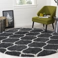 thumbnail image 2 of SAFAVIEH Hudson Arline Plush Geometric Shag Area Rug, Dark Grey/Ivory, 5' x 5' Round, 2 of 6