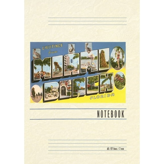 Vintage Lined Notebook Greetings from Miami Beach, Florida (Paperback)