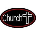 thumbnail image 1 of White Church With Cross LED Neon Sign 20" Tall x 37" Wide - inches Black Square Cut Acrylic Backing, with Dimmer - Premium built indoor Sign for Home décor, Event, Religious place, Store interior., 1 of 7