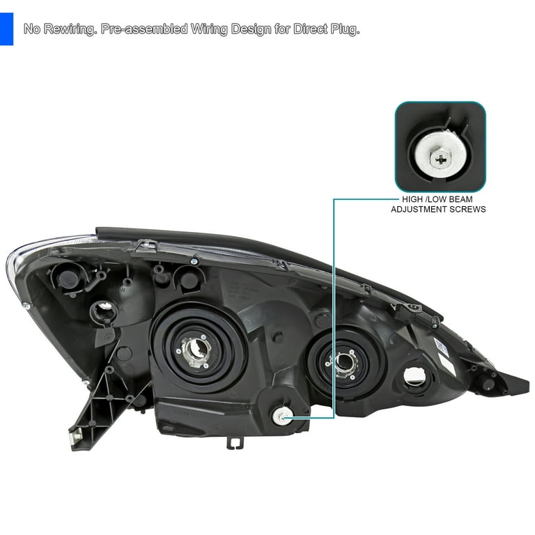 Right Passenger Side Chrome Headlight Assembly For 2006-2010 Toyota Sienna – Halogen