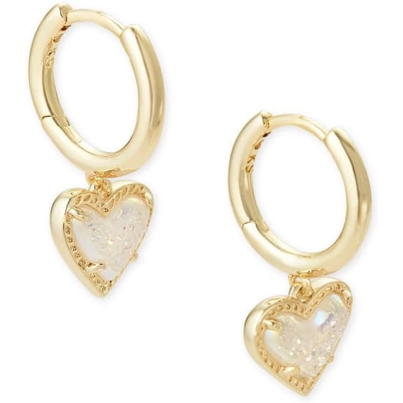 Kendra Scott Ari Heart Huggie Earrings - Gold Iridescent Drusy