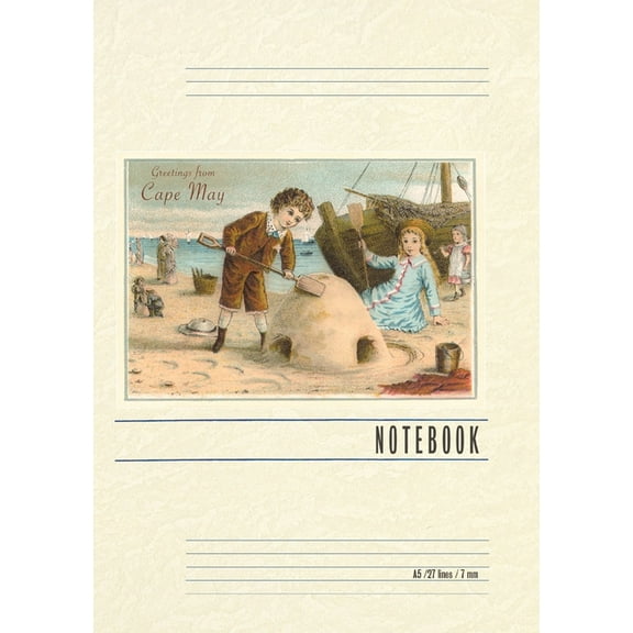 Vintage Lined Notebook Greetings from Cape May, New Jersey, Children on Beach, (Paperback)