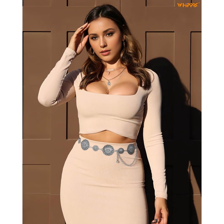 WHIPPY Womens Metal Waist Chain Belt Western Belts for  display picture 3