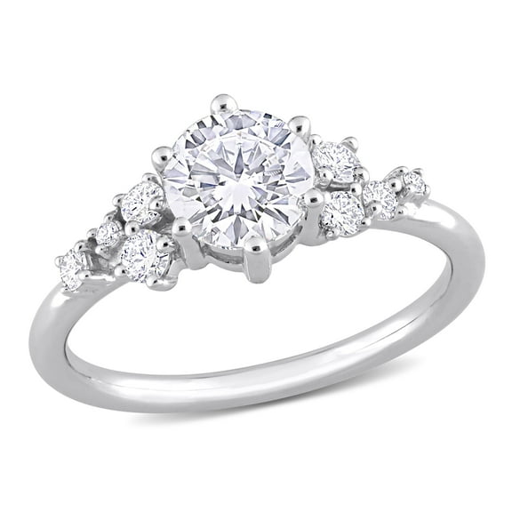 Created Forever Women's 1 1/3ct TW Lab Grown Diamond 14k White Gold Cluster Engagement Ring