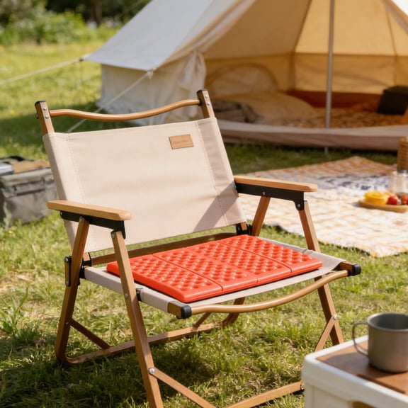 FEOLGEHLY Outdoor Foam Camping Cushion, Waterproof Foldable Sitting Mat Portable Seat Pad Chair Cushion, Orange