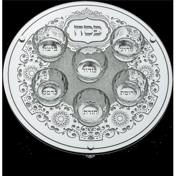 Art Judaica 45790 14 in. Glass Seder Plate