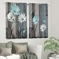 thumbnail image 4 of Teal Daisy Floral Kitchen Curtains Rustic Brown Wooden Small Window Curtains Farmhouse Flower Curtains for Kitchen Retro Country Bathroom Curtains Window Treatment Drapes 27.5x39 Inch 2 Panels, 4 of 4