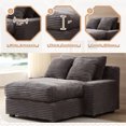 thumbnail image 3 of Aukfa 55" Oversized Chaise Corduroy Sofa Plush Chair Bed for Living Room Bedroom, 3 Pillows, Gray, 3 of 10
