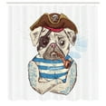 thumbnail image 3 of Ambesonne Pug Shower Curtain, Pirate Dog Conqueror of Sea, 69"Wx84"L, Brown Blue, 3 of 5