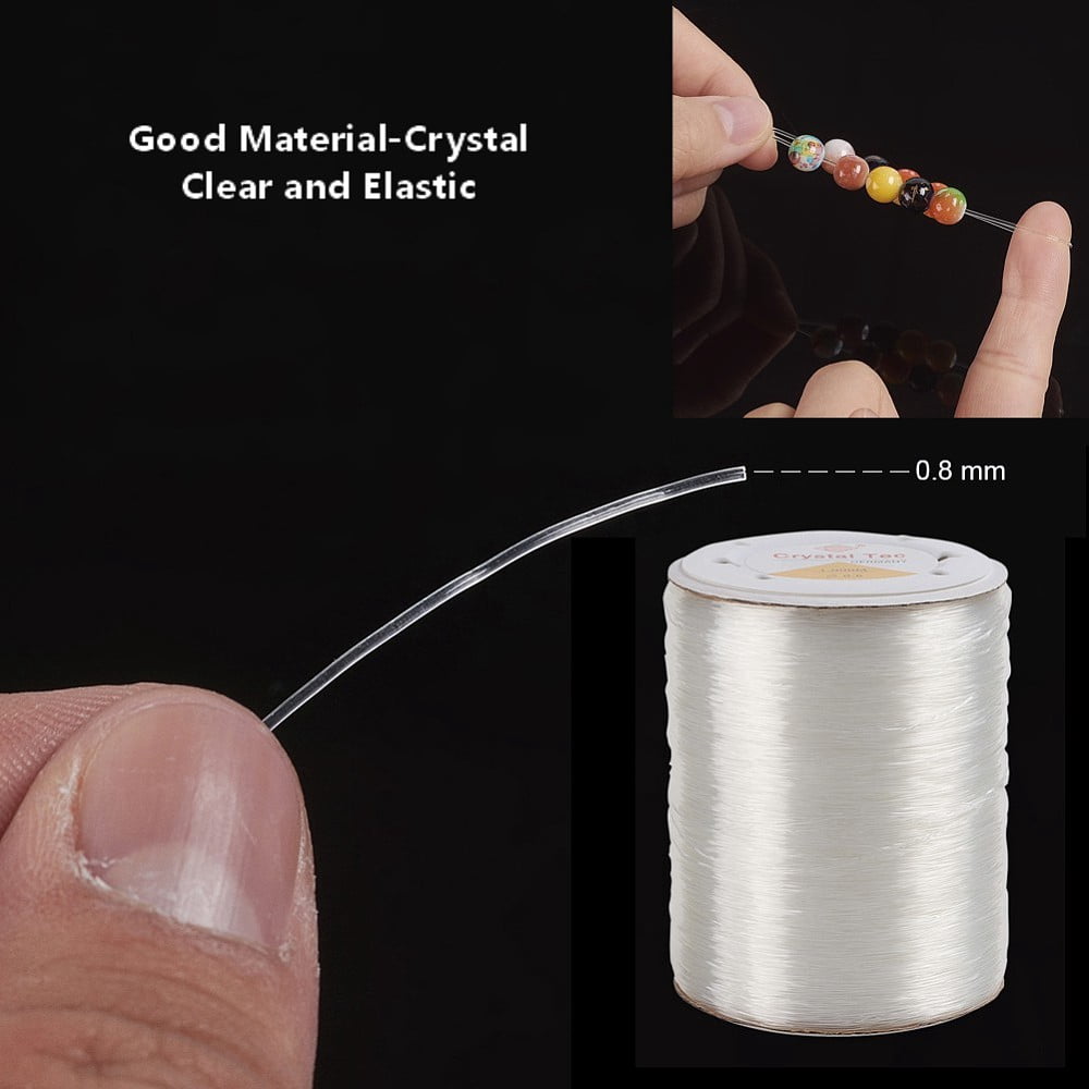 1Roll Germany Elastic Crystal Thread Stretch Bracelet String DIY Jewelry Beading Stretch Cord Findings Clear 0.8mm about 1093.61 yards(1000m)/roll