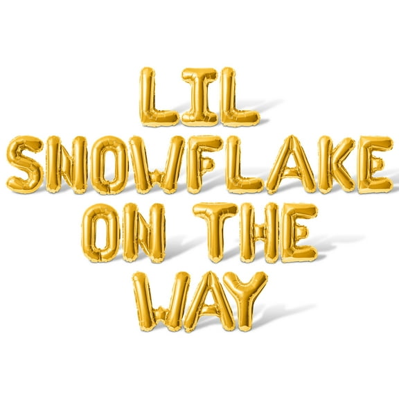 Letter Balloons - LIL SNOWFLAKE ON THE WAY 16" Inch Alphabet Letters Foil Mylar Balloon Baby Shower Party Banner (Gold)