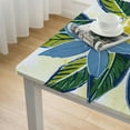 thumbnail image 4 of BANET  Elastic Edged Flannel Backed Vinyl Fitted Table Cover - Contemporary Lemon Pattern- Fits Square Tables white, 4 of 7