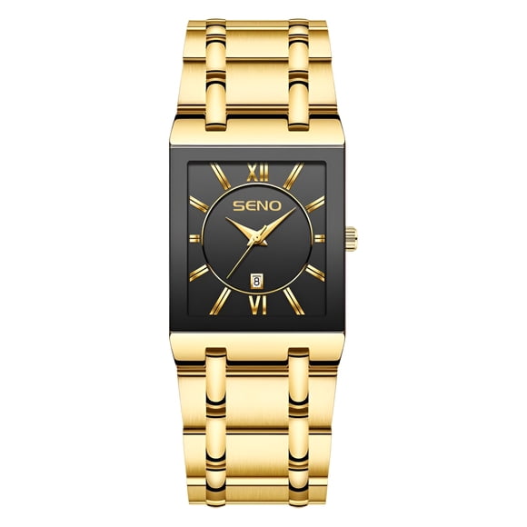 Reloj de Cuarzo Cuadrado para Hombre, Correa de Acero Inoxidable, Indicador de Fecha, 30 M Resistente Al Agua, Reloj de Pulsera de Negocios para Hombre
