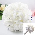 thumbnail image 4 of Still Pure-White Crystal Pearl Silk Roses Ramo de novia para dama de honor (18 cm 24 cm, blanco puro) Vhermosa SNFLD1792, 4 of 4