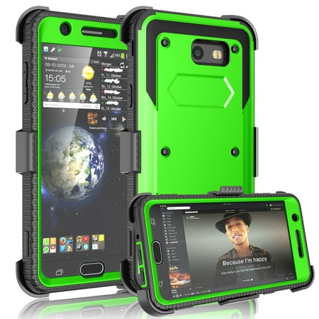Galaxy J7 Sky Pro Case,Galaxy J7 Sky Pro Holster Belt,Galaxy J7 Sky Pro Clip,Tekcoo [TShell] [Built-in Screen] Locking Secure Swivel Belt Kickstand Phone Cover For Samsung Galaxy J7 Sky Pro [Green]
