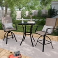 thumbnail image 2 of POTEBAN 3-piece Outdoor Swivel Bar Stool Set，2 Patio Metal High Back And Armrest Bar chairs With Bar Table for Backyard,Lawn Garden,Balcony,Pool, 2 of 8