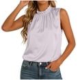 thumbnail image 5 of Mnuaqn Women's Silk Satin Tank Tops Mock Neck Camisole Dressy Sleeveless Blouse Business Casual Pleated Summer Shirts 2026 (Beige, S), 5 of 9