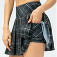 thumbnail image 2 of IROINNID Mini Comfort Waist Skirt For Women Fake Two-piece Plaid Running Casual Summer Yoga Pleated Tennis Skirt Print Skirt, 2 of 8